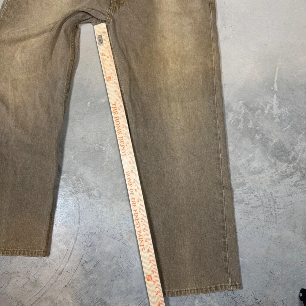 Levis 505 Regular Fit Tan Brown Jeans Mens 42x30 Straight Leg Cotton Denim